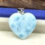 Larimar Pendant, Heart Natural Blue Larimar Stone Jewelry For Woman Man Dominica Crystal 17x4mm BeadsSilver Sterling Water Pattern Gemstone AAAAA