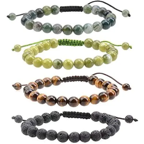 LPBeads 4PCS Unisex 8mm Adjustable Bracelet with Jewelry Bag LPBeads 4PCS Unisex 8mm Adjustable Bracelet with Jewelry Bag