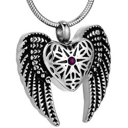 COCO Park Eagle Wing Love Heart Cremation Jewelry Memorial Urn Pendant Ashes Keepsake Necklace