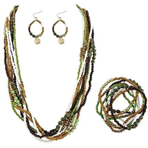 BOCAR Long Multiple Strand Handmade Beaded Statement 26'' Necklace for Women (NK-10563)