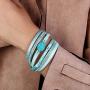 FANCY SHINY Leather Wrap Bracelet Boho Cuff Bracelets Crystal Bead Bracelet with Magnetic Clasp Jewelry Gifts for Women Teen Girls
