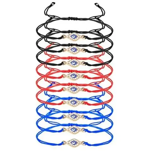 Finrezio 9 Pcs Evil Eye Braided Cord Bracelets for Women Men Rosary Protection Bracelet Set Catholic Gifts Religious Jewelry Red/Black/Blue String Finrezio 9 Pcs Evil Eye Braided Cord Bracelets for Women Men Rosary Protection Bracelet Set Catholic Gifts Religious Jewelry Red/Black/Blue String