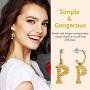 GoldChic Jewelry Initial Earrings Dangle, Girls/Women Lightweight Embossed Name Alphabet Letter Hoop Drop Earrings from A-Z Hypoallergenic for Sensitive Ears,with Gift Box