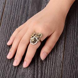 Steampunk Clock Open Rings Punk Goth Steam Gears Adjustable Rings for Men Women Cool Halloween Jewelry Gifts