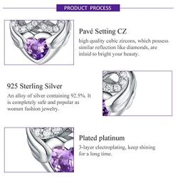 FOREVER QUEEN 925 Sterling Silver CZ Infinite Love Heart Charm with Purple Heart Wings Forever Love Infinity Bead Fit for Charm Bracelet Necklace Valentines Day Gift