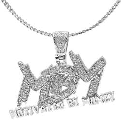 Nsitbbuery Hip Hop DJ Plated 18K Gold Ice Out Crystal Letter Tag Pendant Stainless Steel Chain Necklace