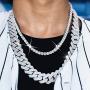 TOPGRILLZ 20mm 6 Times 14K Gold Plated Iced Out Lab Diamond Miami Cuban Link Chain Choker for Men with Box Clasp Hip Hop