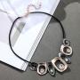 Big Chunky Necklaces for Women Black Leather Chokers Necklace with Crystal Pendant Jewelry