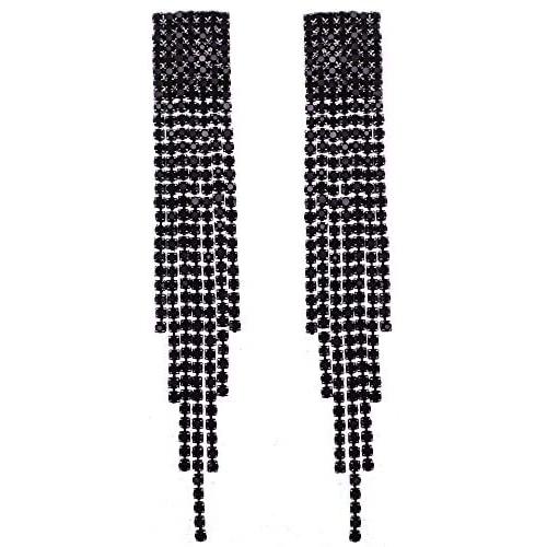 Mlouye Long Tassel Earrings Fringe for Women Dangling Chain Fringe Crystal Statement Drop Earring