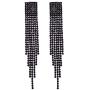 Mlouye Long Tassel Earrings Fringe for Women Dangling Chain Fringe Crystal Statement Drop Earring