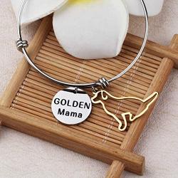 BAUNA Dog Mom Bracelets for Women Golden Mama Expandable Bangle for Golden Retriever Owner Dog Lover Gift