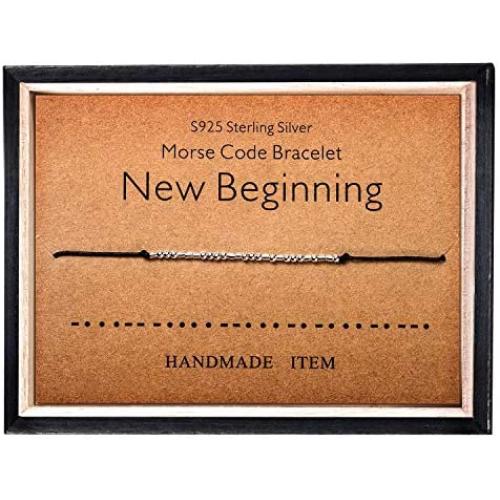 Morse Code Bracelet 925 Sterling Silver Beads on Silk Cord Secret Message New Beginning bracelet Gift Jewelry for her