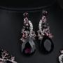 Hamer Costume Jewelry Purple and White Crystal Choker Pendant Statement Charm Necklace and Earrings Sets Women