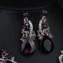 Hamer Costume Jewelry Purple and White Crystal Choker Pendant Statement Charm Necklace and Earrings Sets Women Hamer Costume Jewelry Purple and White Crystal Choker Pendant Statement Charm Necklace and Earrings Sets Women