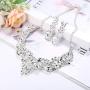 YADOCA Womens Wedding Bridal Necklace Earrings Jewelry Set Sparkling Crystal Teardrop Cluster Statement Necklace Earrings for Bridesmaid