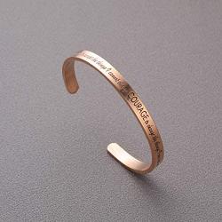LIUANAN Inspirational Bracelets for Women Men Engraved Personalized Cuff Bangle Stainless Steel Jewelry Gifts with Message