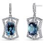 Peora Simulated Alexandrite Drop Earrings in Sterling Silver, Art Deco Dangling Design, Cushion Cut, 6.50 Carats total, Friction Backs