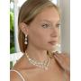 Mariell Silver 2 Row Rhinestone Crystal Necklace and Earrings Set - Prom, Brides and Bridesmaids Jewelry