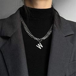 HXQ Multilayer Letter Lock Pendant Necklace Chain Punk Multilayer Choker Necklace for Women Man Girls