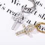 TOPGRILLZ 14K Gold Plated Iced Out CZ Lab Diamond Ankh Cross Egyptian Pendant for Men and Women with 24'' Stainless Steel Chain Necklace