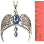 Vintage Antique Silver Eagle Crown Diadem Pendant 20inch Chain-link Necklace