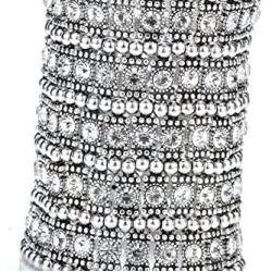 Szxc Womens Ballroom Rhinestone Stretch Cuff Bracelets Fit Wrist Circumference from 6.5'' to 7.8'' - Lead & Nickle Free