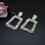 Hollow Geometric Crystal Statement Drop Earrings Bohemian Metal Colorful Crystal Design Dangle Earring for Women Girl Gold Fashion Jewelry