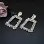 Hollow Geometric Crystal Statement Drop Earrings Bohemian Metal Colorful Crystal Design Dangle Earring for Women Girl Gold Fashion Jewelry