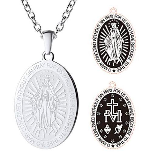 FaithHeart Virgin Mary Necklace Bracelet, Gold Plated/Stainless Steel Christian Blessings Pendant Baptism Jewelry for Women, Virgin Mary Bracelet Jewelry Customize Available (Send Gift Box)