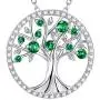 Tree of Life Necklace April Birthstone Simulated Diamond Mothers Day Birthday Gift Emerald Pearl Ruby Peridot Blue Sapphire Pink Tourmaline Citrine Aquamarine Sterling Silver Necklace