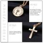 Fstrend Holy Layered Cross Necklace Gold Choker Coin Chain Rose Flower Pendant Multilayered Long Necklaces Jewelry for Women and Girls (Gold)