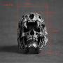 Mens Punk Silver Demon Skull Ring Vintage Heavy Gothic Biker Rings Metal Rock Biker Bands Fashion Jewelry for Men Boy
