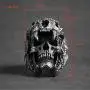 Mens Punk Silver Demon Skull Ring Vintage Heavy Gothic Biker Rings Metal Rock Biker Bands Fashion Jewelry for Men Boy