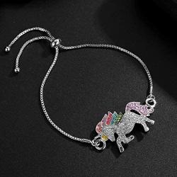 ALoveSoul Silver Tone Little Princess Rainbow Unicorn Pendant Girl Ladies Fashion Necklace Gift for Women