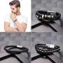 Jstyle 3Pcs Stainless Steel Braided Leather Bracelet for Men Women Leather Wrist Band Cuff Bangle Bracelet Magnetic Clasp 7.5-8.5 inches Jstyle 3Pcs Stainless Steel Braided Leather Bracelet for Men Women Leather Wrist Band Cuff Bangle Bracelet Magnetic Clasp 7.5-8.5 inches