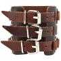 HZMAN Mens Alloy Ring Genuine Leather Bracelet Bangle Cuff Silver Tone Adjustable