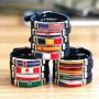 TAGOMEI National Flag Silicone Bracelet Wristband Stainless Steel Adjustable Size Wristband Bracelet for Soccer Fans