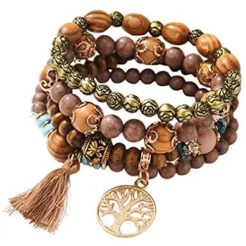 YAZILIND Tree of Life Multilayer Stackable Bracelets Strand Bangles Bohemian Stretch Beaded Bracelets Women Wristband YAZILIND Tree of Life Multilayer Stackable Bracelets Strand Bangles Bohemian Stretch Beaded Bracelets Women Wristband