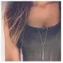 LittleB Vertical Bar Pendent Necklace Silver Decorative Long Necklaces Chain Prom Jewelry for Women and Girls