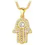 U7 Women 18K Gold Platinum Plated Cubic Zirconia Hand of Fatima Heart Design Lucky Hansa Pendant Necklace