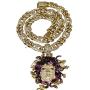 Shop-iGold Mens 14k Gold Finish 8mm Miami Cuban Link Choker Snake Greek God Medusa Head Necklace Iced Prong Set Cuban Chain for Men, Miami Cuban Link Chain Choker (22'' Chain & Pendant)