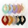 RIAH FASHION Bohemian Silky Thread Tassel Statement Drop Earrings - Geometric Strand Fringe Diamond Fan, Triangle Duster Dangles
