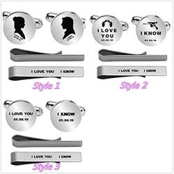 Kooer I Love You I Know Custom Personalized Wedding Engraved Cuff Links Tie Clip Set Engrave Wedding Cufflinks Jewelry Gift for Groom