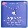 Bonus Mom Gifts for Step Mom Mother Birthday Necklace 925 Sterling Silver Single Pearl Pendant Moon CZ Cubic Zirconia Step Mom From Step Daughter Jewelry for Women