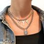 Ingemark Punk Gothic Rivet Choker Key Lock Pin Pendant Necklace Unisex Steampunk Layered Curb Rope Link Chain Choker Necklace