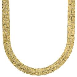 The Bling Factory 5.7mm-7.5mm 14k Gold Plated Flat Nugget Chain Necklace or Bracelet