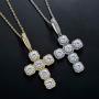 Moca Jewelry Hip Hop Iced Out Super Zircon Cross Pendent 18K Gold Plated Chain Necklace for Men Women