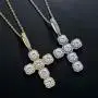 Moca Jewelry Hip Hop Iced Out Super Zircon Cross Pendent 18K Gold Plated Chain Necklace for Men Women