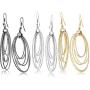 Fashion Costume Jewelry Dangle Drop Circle Hoop Earrings Set For Women Teen Silver Gold Black Tone