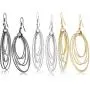 Fashion Costume Jewelry Dangle Drop Circle Hoop Earrings Set For Women Teen Silver Gold Black Tone Fashion Costume Jewelry Dangle Drop Circle Hoop Earrings Set For Women Teen Silver Gold Black Tone